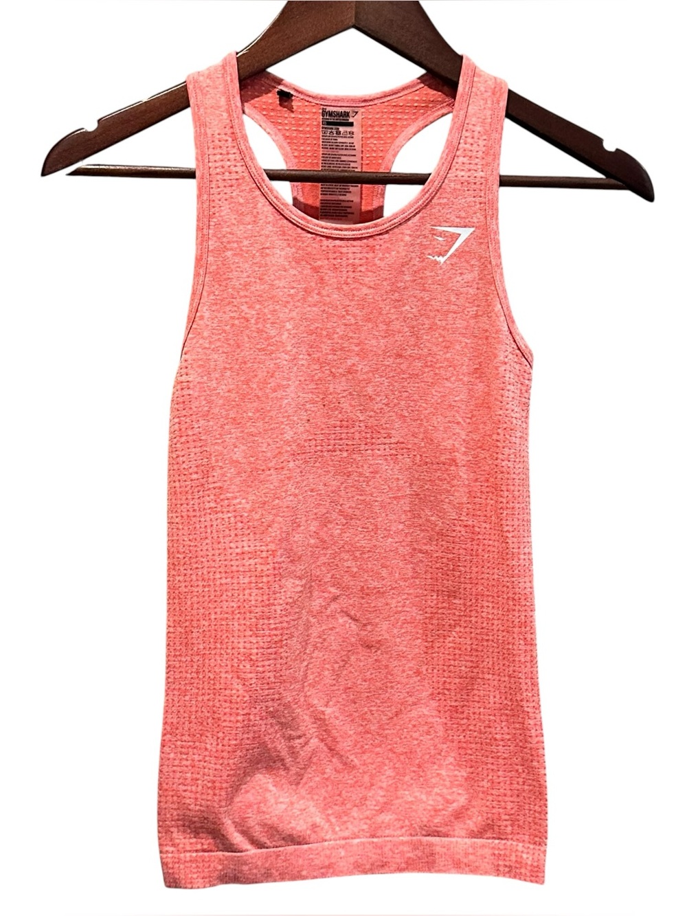 Gymshark Women's Orange Heathered Racerback Tank Top Athletic Fit Breathable XS
